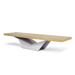 panca pubblica / moderna / in legno / in acciaio galvanizzato