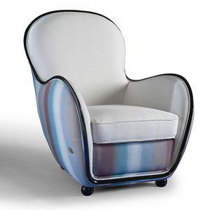 poltrona classica / in tessuto / in pelle / multicolore