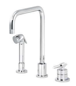 miscelatore in metallo cromato / da cucina / 1 foro / con doccetta estraibile
