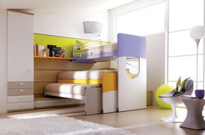 letto a soppalco / moderno / per bimba / in legno