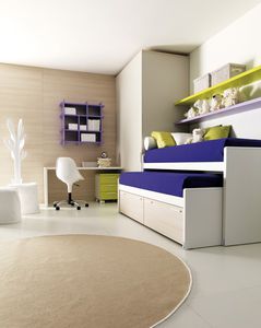 letto con letto estraibile / singolo / moderno / in legno