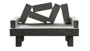 divanetto imbottito design originale / in calcestruzzo / con schienale / da giardino