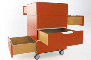 cassettiera per ufficio in legno / 4 cassetti / con rotelle