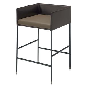 sgabello da bar moderno / in pelle / in acciaio laccato / in alluminio spazzolato