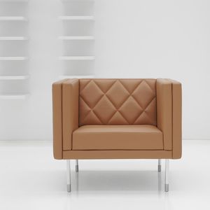 poltrona visitatore / chesterfield / in alluminio / in pelle