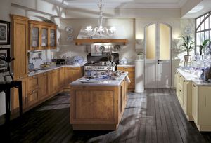 cucina classica / in legno massiccio / in legno / con impugnature