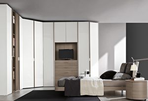 armadio ad angolo / moderno / in legno / con ante battenti