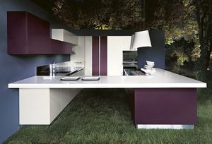 cucina moderna / in laminato / da esterno / senza maniglie