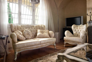 divano in stile / in tessuto / 2 posti / beige
