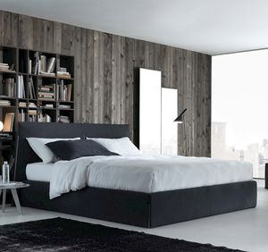 letto matrimoniale / moderno / con testiera imbottita / con testiera in pelle