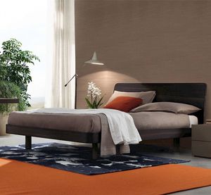 letto matrimoniale / moderno / con testiera / in quercia