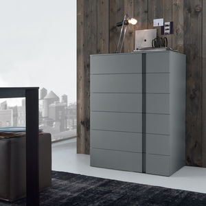cassettiera moderna / in legno laccato / marrone / beige