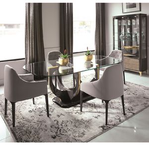 tavolo da pranzo moderno / in legno / in vetro / rettangolare
