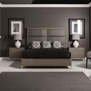letto matrimoniale / moderno / con testiera imbottita / in tessuto