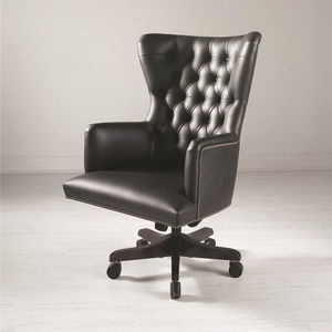 poltrona direzionale classico / in pelle / con rotelle / con base a stella