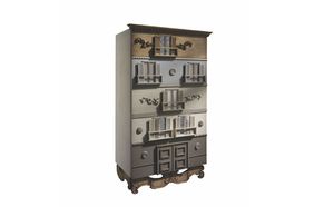 cassettiera design originale / in legno laccato / grigia