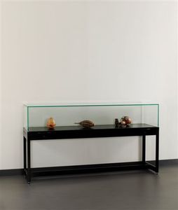 vetrina moderna / su piedistallo / in vetro / alluminio