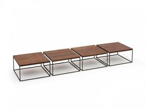 tavolino basso moderno / in legno / in metallo / quadrato