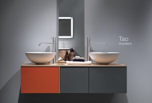 mobile lavabo doppio / sospeso / in legno / in HPL