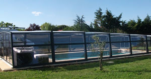 copertura per piscina a mezza altezza / telescopica / in vetro / in policarbonato