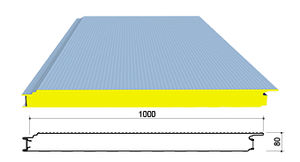 pannello sandwich per muro / per rivestimento di facciata / rivestimento in acciaio / anima in poliisocianurato PIR