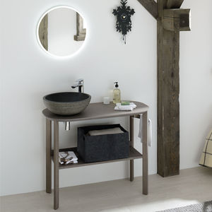 mobile lavabo in quercia / da appoggio / moderno / con specchio