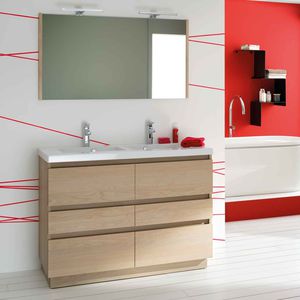 mobile lavabo doppio / in quercia / da appoggio / moderno