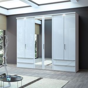armadio moderno / in legno / con porta battente / a specchio
