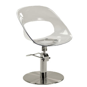 poltrona da parrucchiere in Plexiglas® / con base centrale / con pompa idraulica / girevole