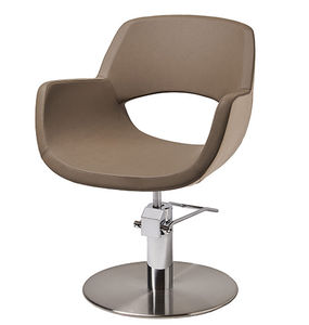 poltrona da parrucchiere in pelle / con base centrale / con pompa idraulica / con base a stella
