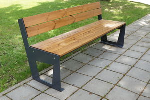 panca pubblica / design originale / in legno / in acciaio