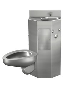WC da appoggio / in acciaio inox / con lavabo integrato / per bagno pubblico