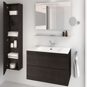 mobile lavabo sospeso / in legno / moderno / con specchio