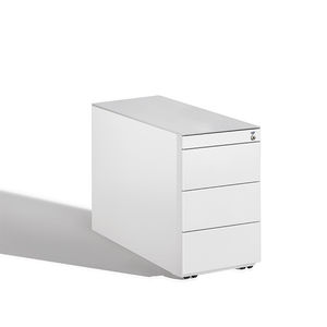 cassettiera per ufficio in acciaio / in legno / in vetro / 4 cassetti