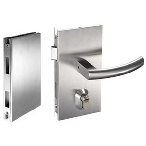 maniglia per porta a vetri / in acciaio inox / moderna / con serratura integrata