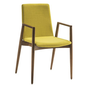 sedia visitatore moderna / con braccioli / imbottita / in legno
