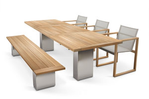 panca da giardino / moderna / in teak / in acciaio inox