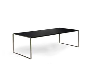 tavolino basso moderno / in vetro / in teak / in acciaio inossidabile
