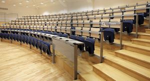 sedia per auditorium in plastica / in legno / con tavoletta / pieghevole
