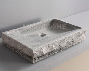 lavabo da appoggio / rettangolare / in pietra naturale / moderno