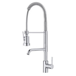 miscelatore in ottone / da cucina / 1 foro / con doccetta estraibile