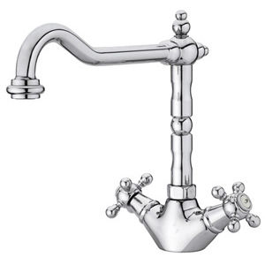 miscelatore doppio comando da appoggio / in metallo cromato / da cucina / 1 foro