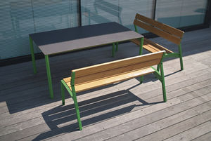 tavolo da picnic moderno / in legno / in acciaio galvanizzato / in acciaio inossidabile