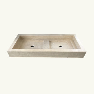 lavabo doppio / da appoggio / rettangolare / in pietra naturale