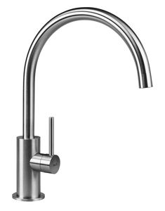 miscelatore in acciaio inox / da cucina / 1 foro / a becco orientabile