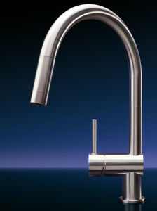 miscelatore in acciaio inox / da cucina / 1 foro / con doccetta estraibile