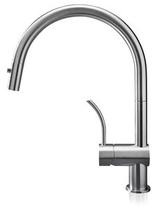 miscelatore in acciaio inox / da cucina / 1 foro / con doccetta estraibile