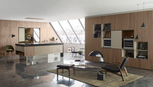 cucina moderna / impiallacciata in legno / in noce / con isola