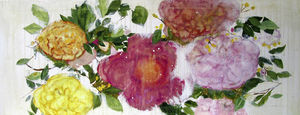 quadro pittura a olio / misto / floreale / per hotel