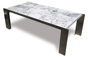 tavolino basso moderno / in legno dipinto / in acciaio inossidabile / rettangolare